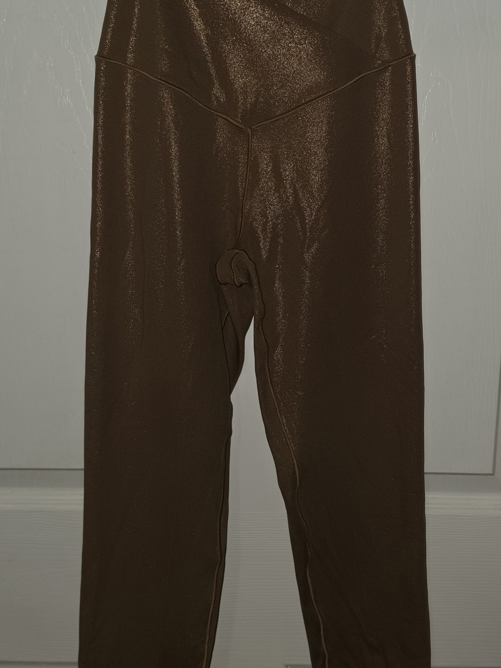 Aerie Offline V-Waist Metallic Taupe High-Rise 7/8 Length Leggings